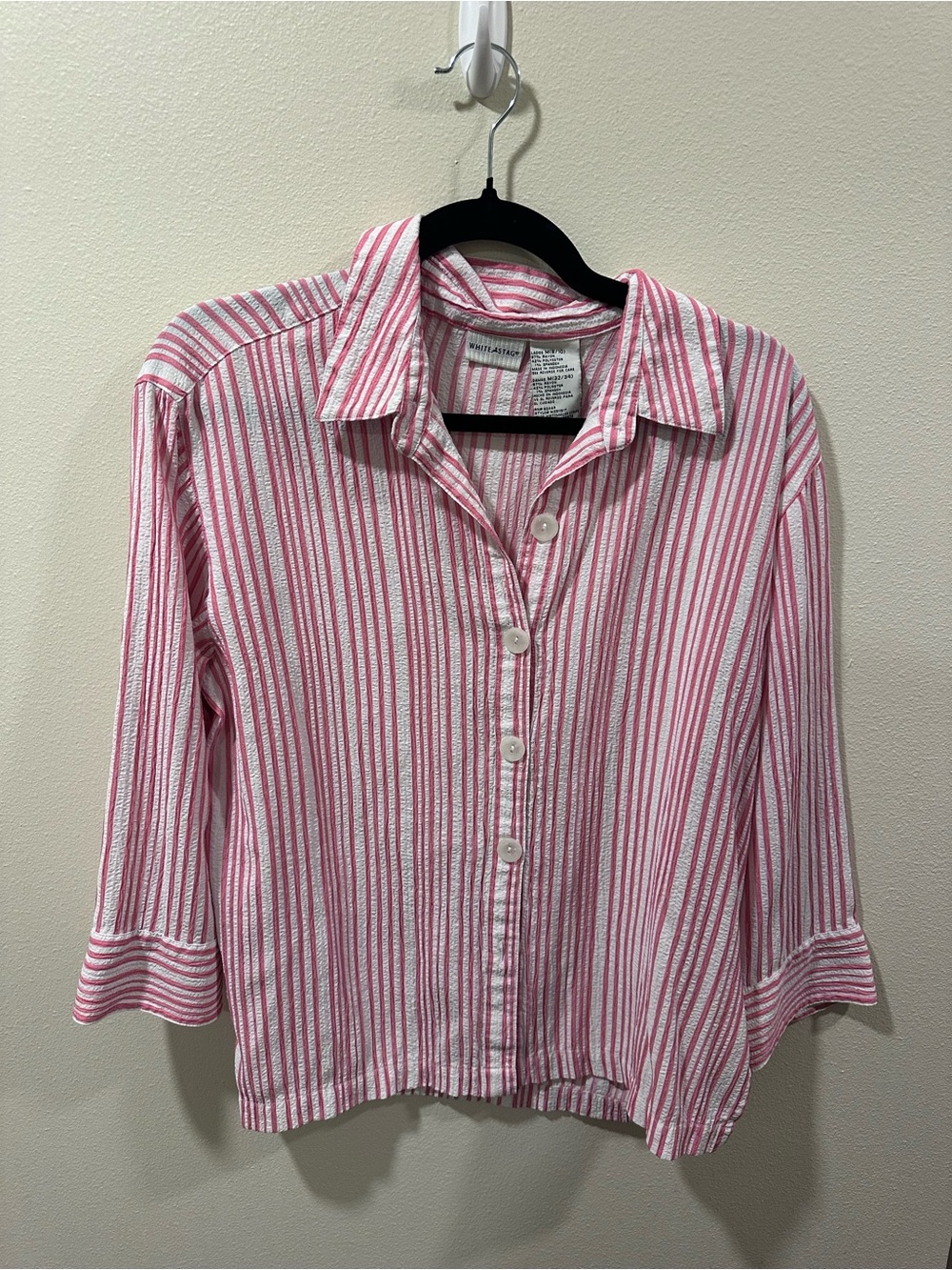 White Stag Pink and White Striped Button-Down Shirt